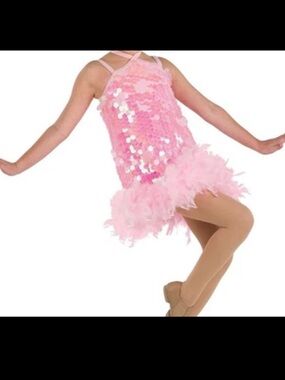 Candy Pink Sequin Spandex Girls Dress/Costume Size Large